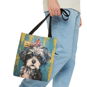 Shih Tzu Lover's Canvas Tote Bag – Colorful Artistic Design for Pet Parents