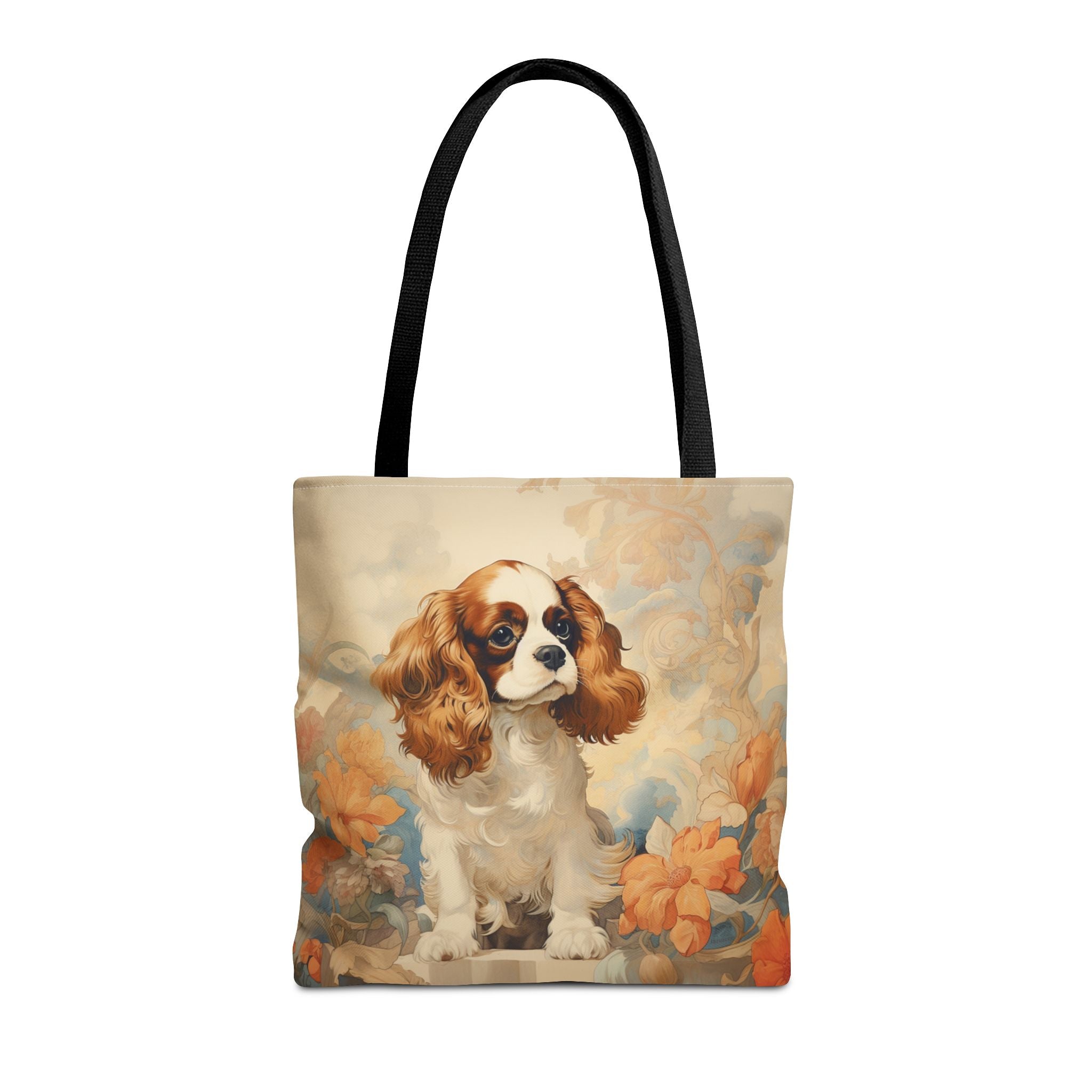 Cavalier King Charles Spaniel Floral Canvas Tote Bag, Stylish Dog Lover Gift