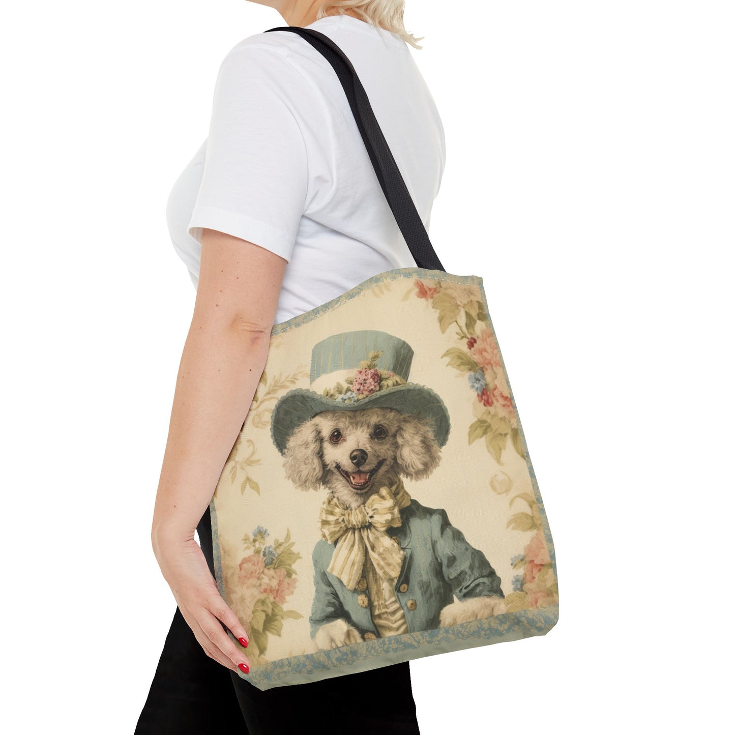 Poodle in Victorian Blue, Elegant Tote Bag for Dog Lovers