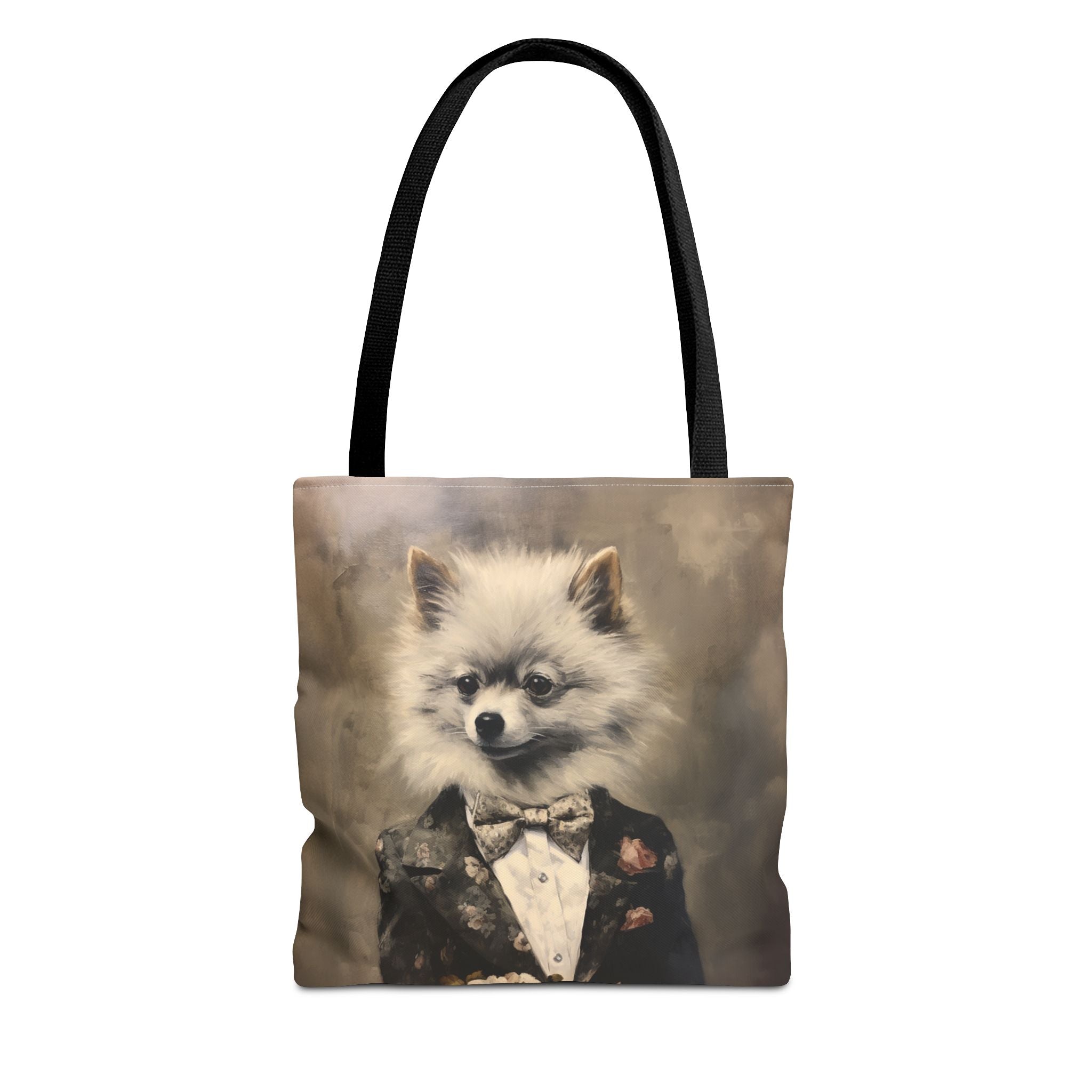 Elegant Pomeranian Portrait Tote Bag, Vintage Art Canvas for Dog Lovers