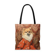 Royal Pomeranian Floral Tote Bag - Elegant Shopping & Gift Idea