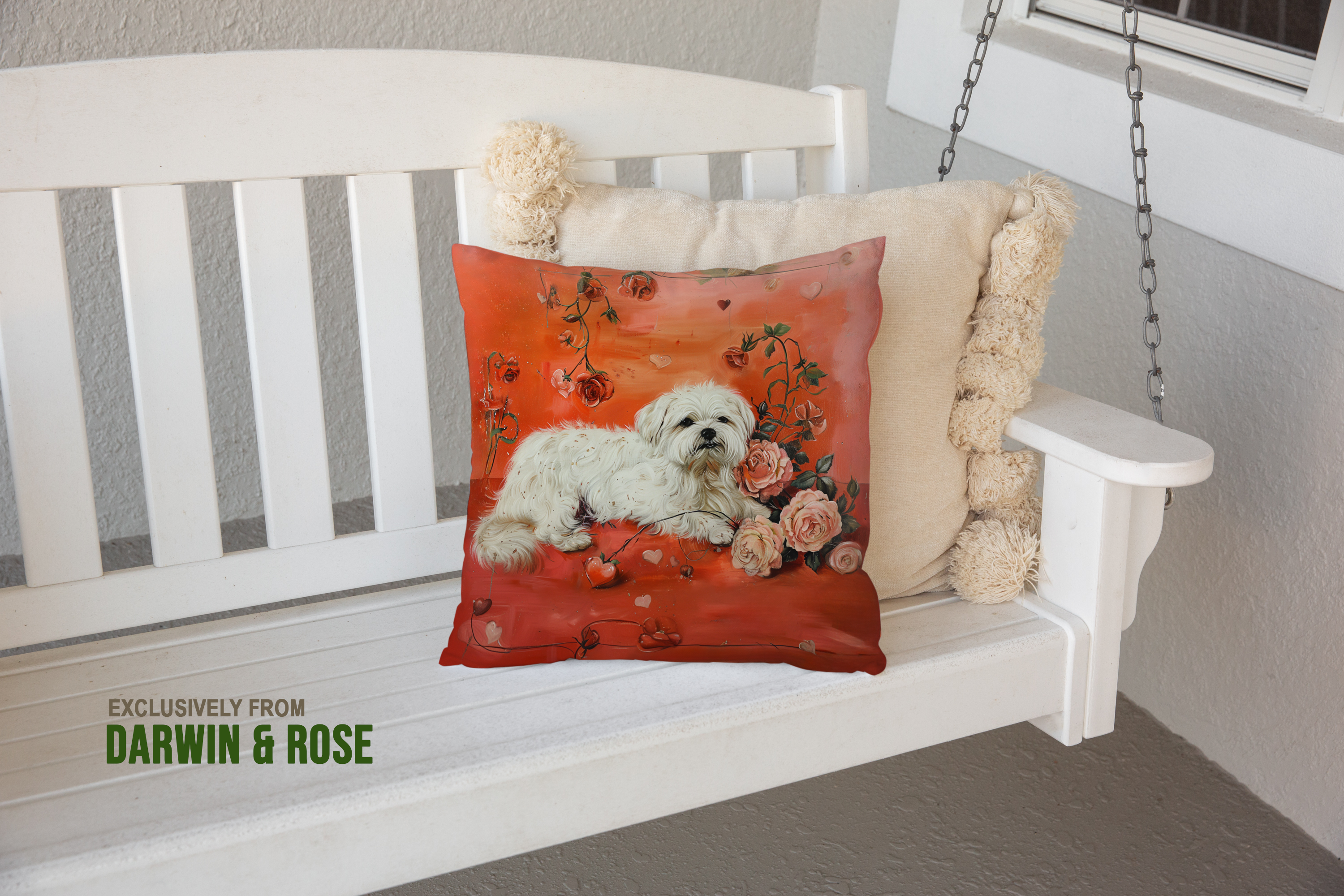 Darwin Rose Maltese Throw Pillow - Thumbnail 5
