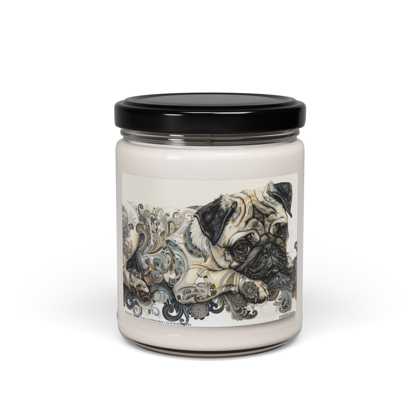 Artistic Pug Scented Candle - Vintage Dog Lover Gift