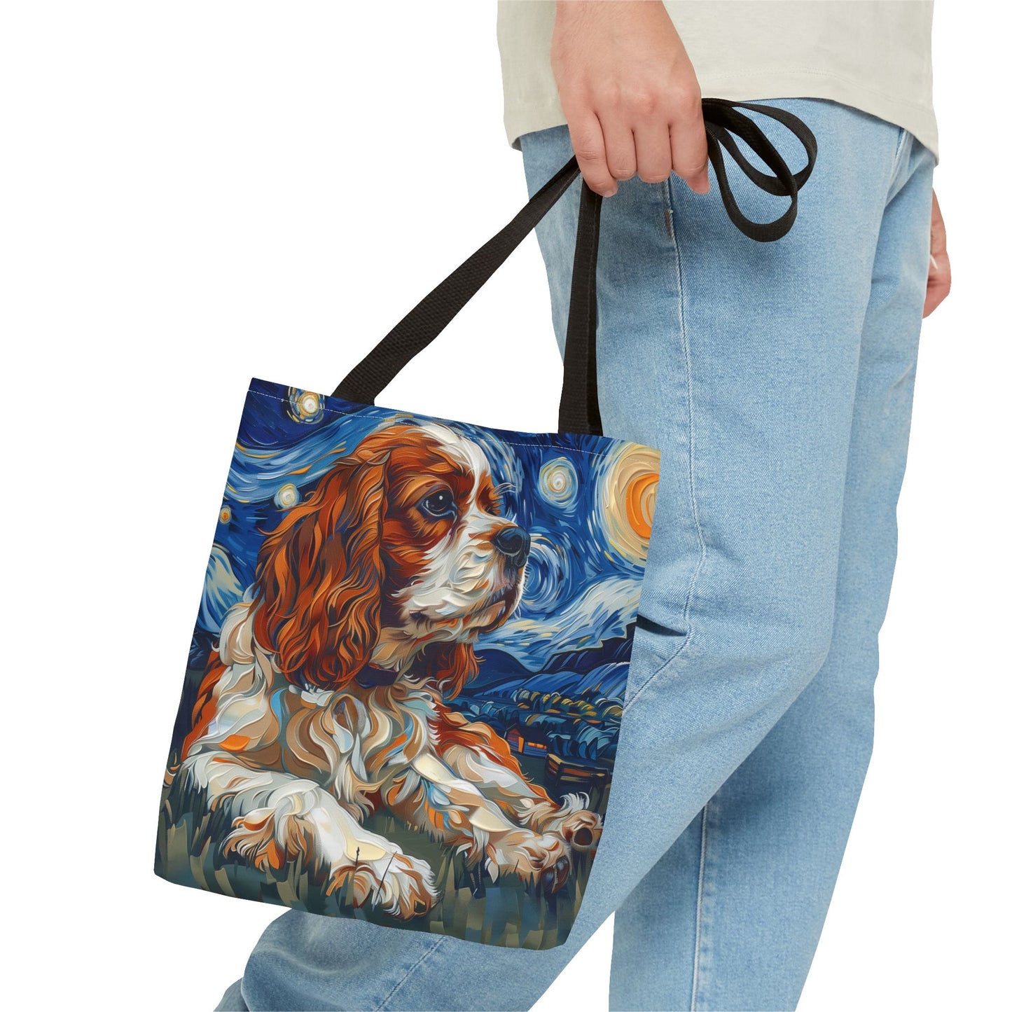 Cavalier King Charles Spaniel Starry Night Art Tote Bag, Eco-Friendly Gift