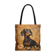 Elegant Dachshund Floral Tote Bag - Rustic Canvas for Dog Lovers