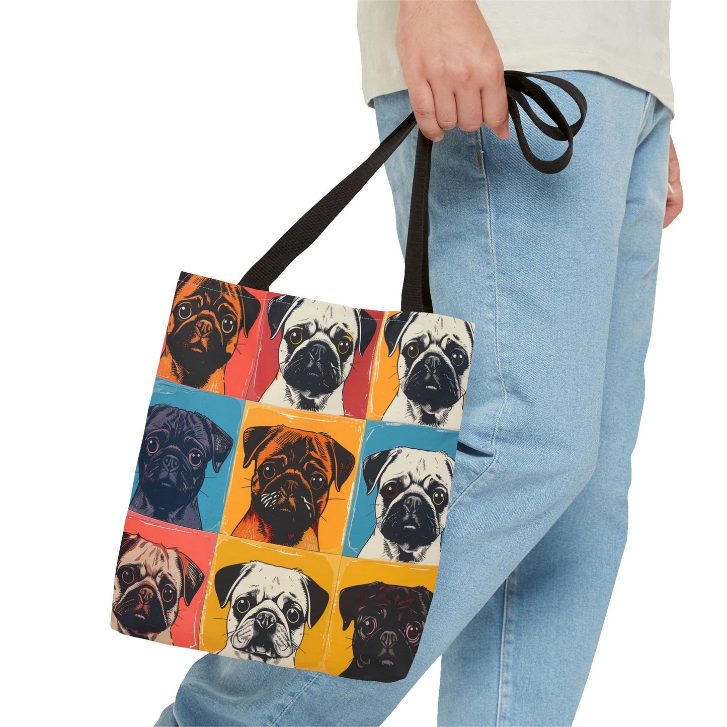 Pop Art Pug Tote Bag - Colorful Canvas Bag for Dog Lovers