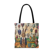 Easter Bunny and Hot Air Balloon Canvas Tote Bag - Eco-Friendly Shopping Companion