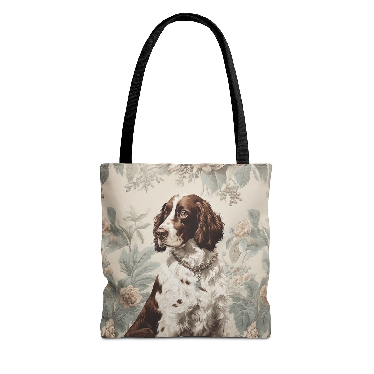 Liver and White Springer Spaniel Tote Bag with Floral Design