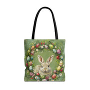 Easter Bunny Wreath Tote Bag, Festive Reusable Shopping Bag