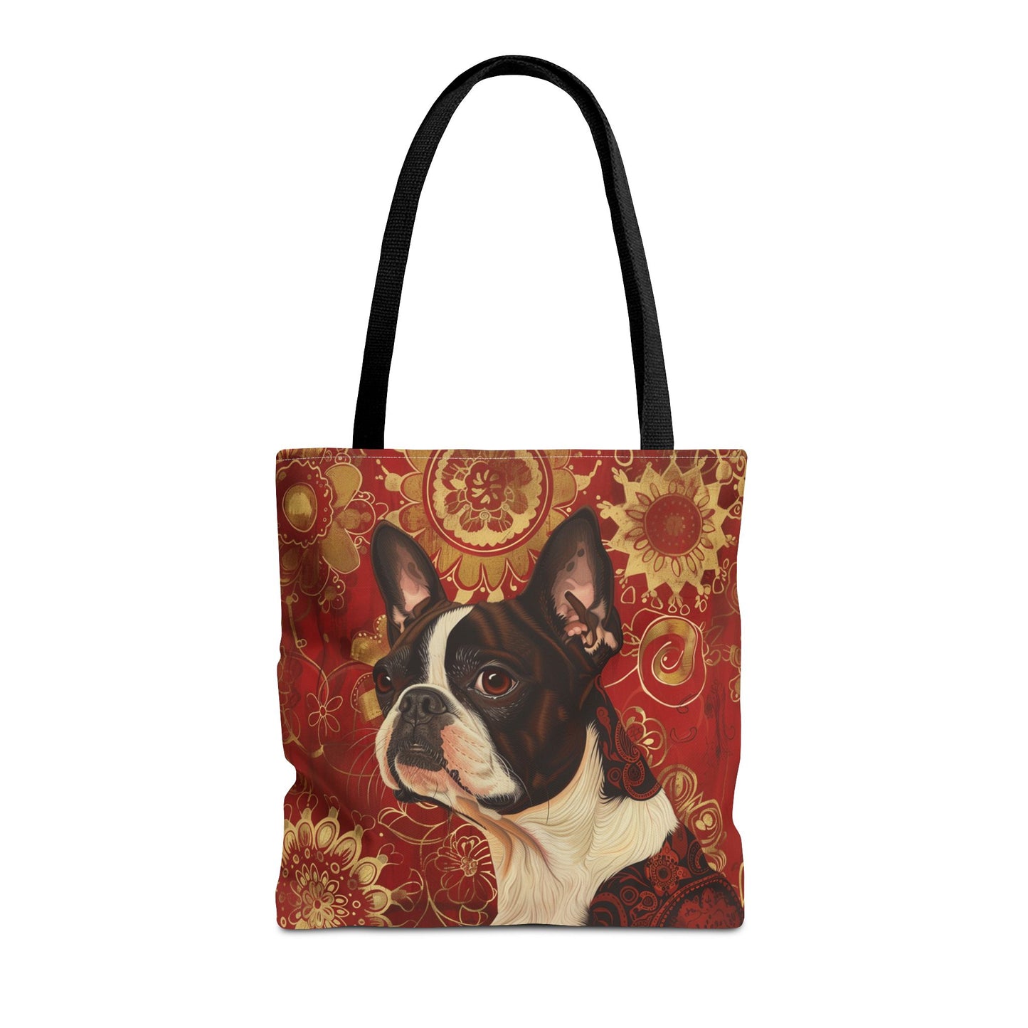 Charming Boston Terrier Tote Bag with Vibrant Floral Design