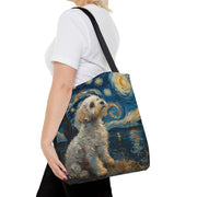 Starry Night Maltese Canvas Tote Bag, Artistic Gift for Dog Lovers