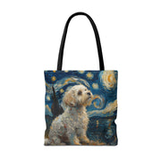 Starry Night Maltese Canvas Tote Bag, Artistic Gift for Dog Lovers