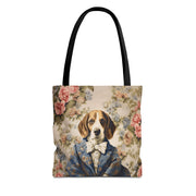 Beagle Blossom Tote Bag, Vintage Floral Dog Lover Gift, Eco-Friendly Bag