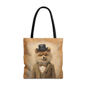 Sophisticated Pomeranian Tote Bag, Canvas Market Tote for Dog Lovers