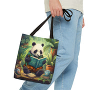 Whimsical Panda Reading Tote Bag, Eco-Friendly Shopper for Book Lovers