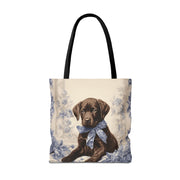 Chocolate Lab Puppy Tote Bag, Floral Artistic Eco-Friendly Gift