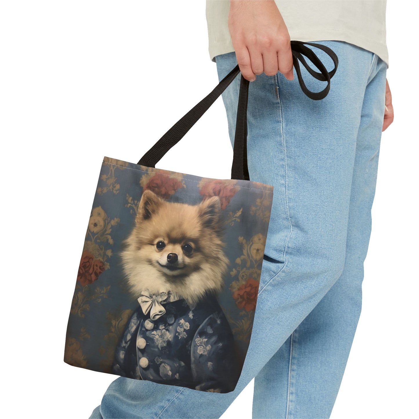 Elegant Pomeranian Tote Bag - Stylish Floral Art Canvas for Dog Lovers