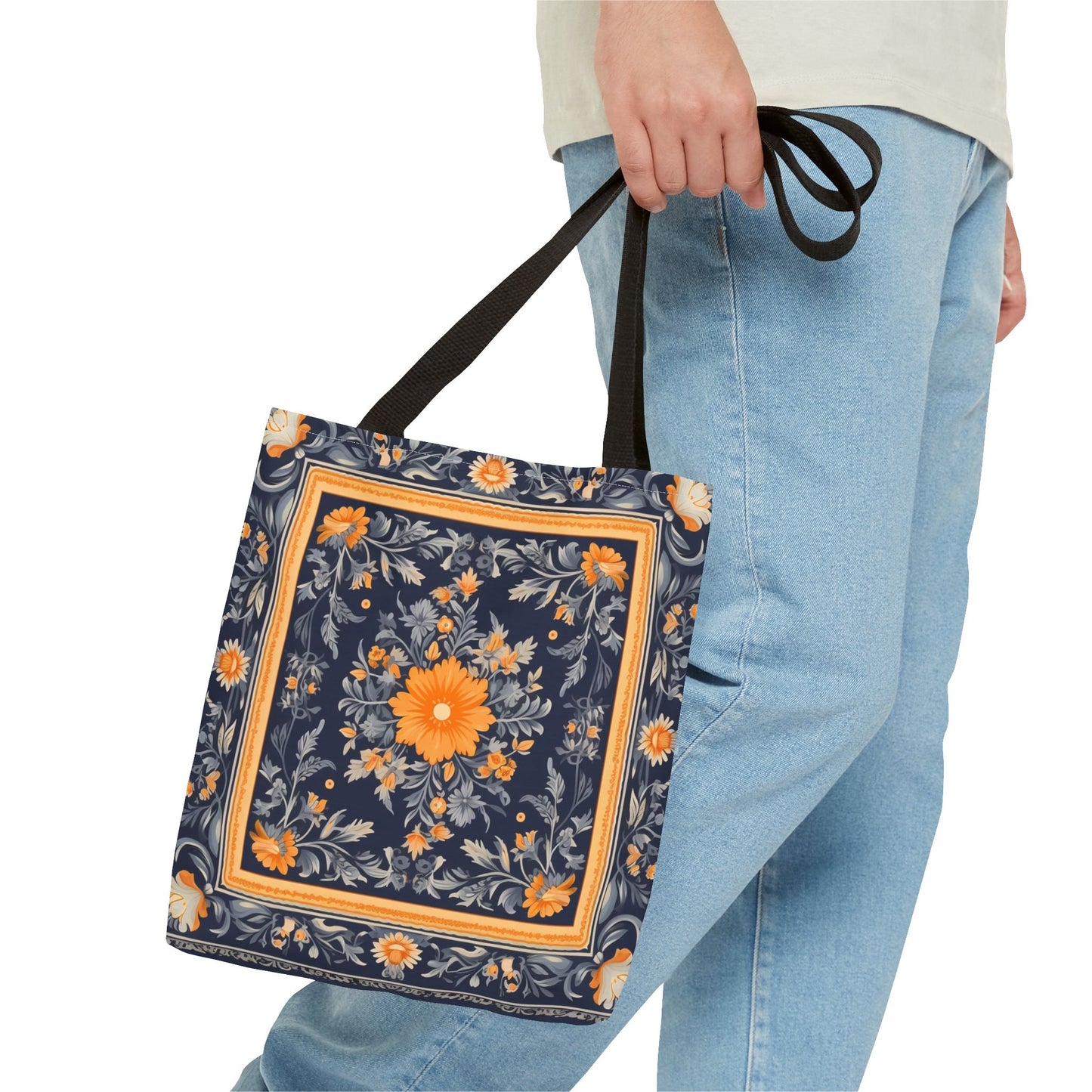 Golden Daisy Floral Tote Bag - Eco-Friendly Canvas Market Tote