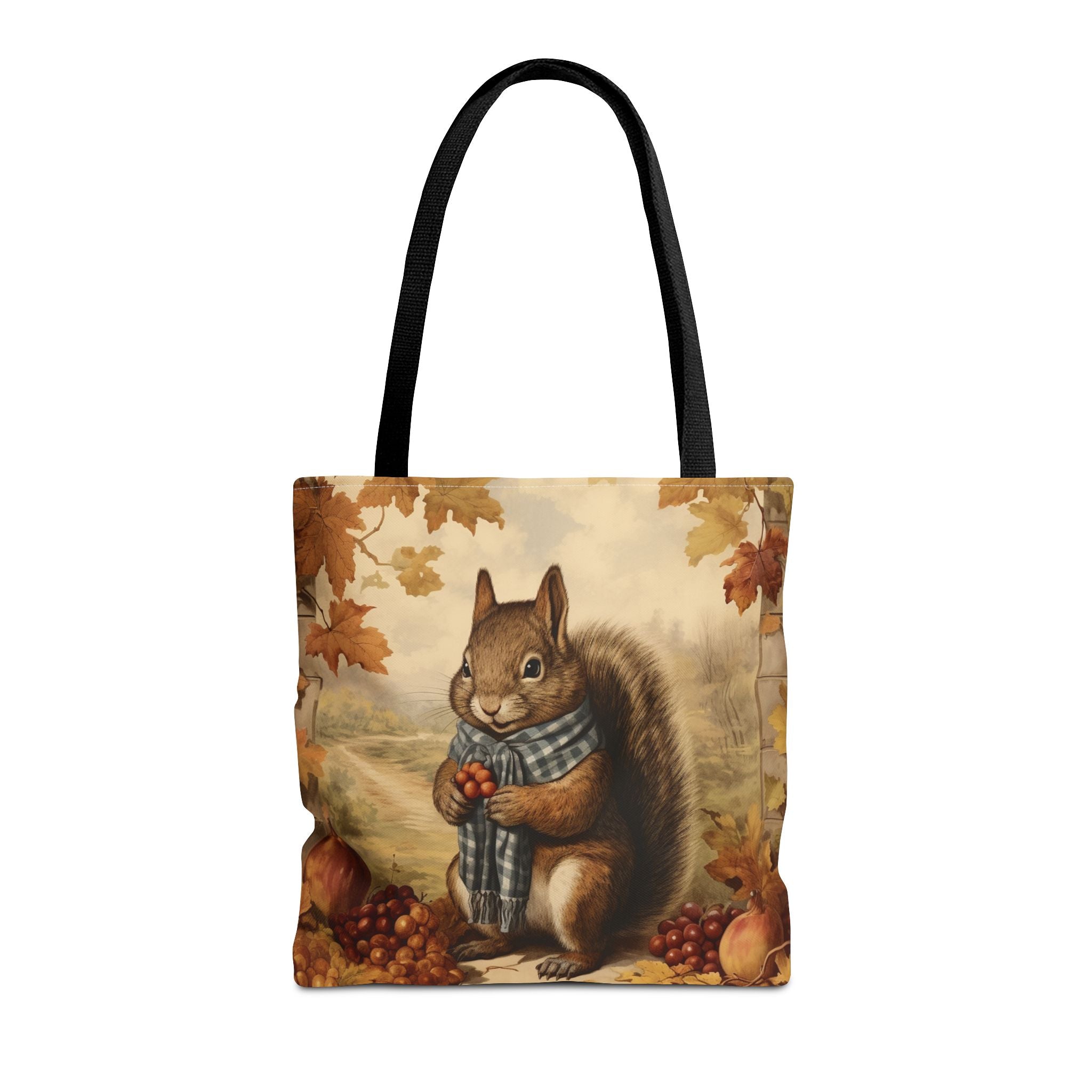 Autumn Squirrel Tote Bag, Festive Eco-Friendly Canvas for Thanksgiving