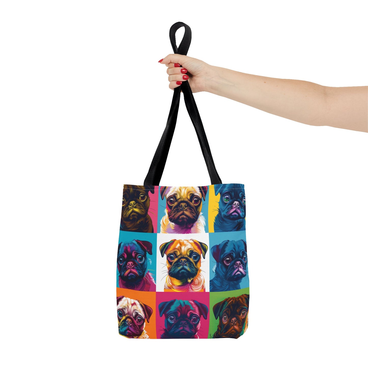 Pop Art Pug Canvas Tote Bag, Colorful Gift for Dog Lovers