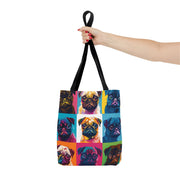 Pop Art Pug Canvas Tote Bag, Colorful Gift for Dog Lovers