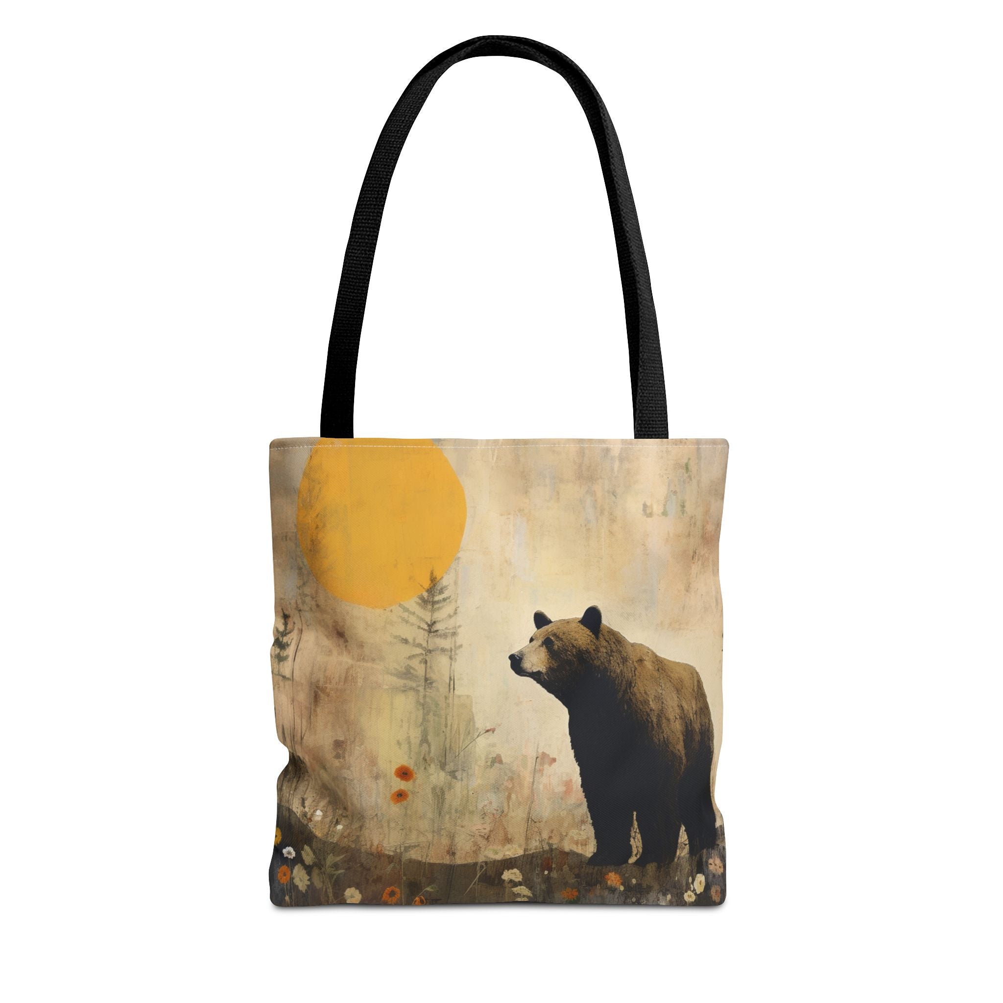 Rustic Bear Sunset Tote Bag, Eco-Friendly Canvas for Nature Lovers