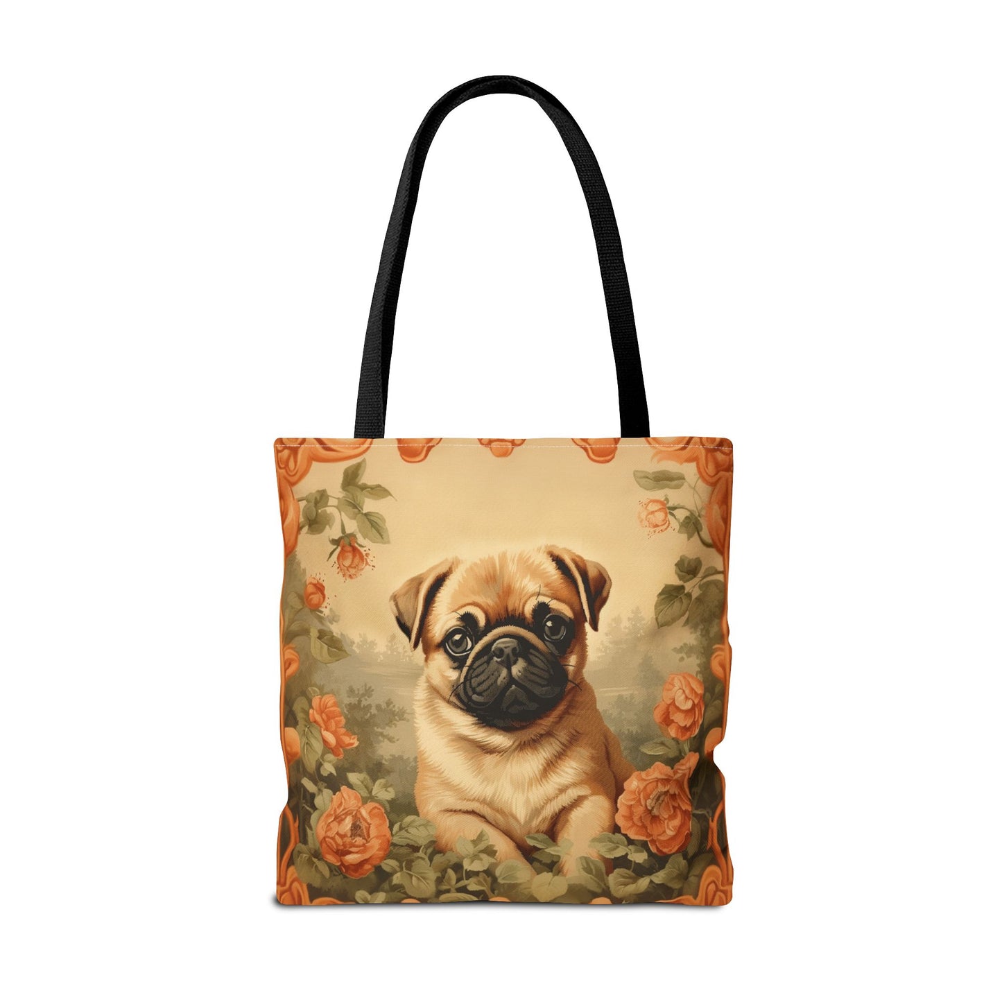 Charming Pug Floral Tote Bag, Perfect for Dog Lovers and Gifts