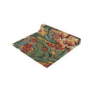 William Morris Inspired Table Runner | Green, Gold, and Red Design (72" or 90")