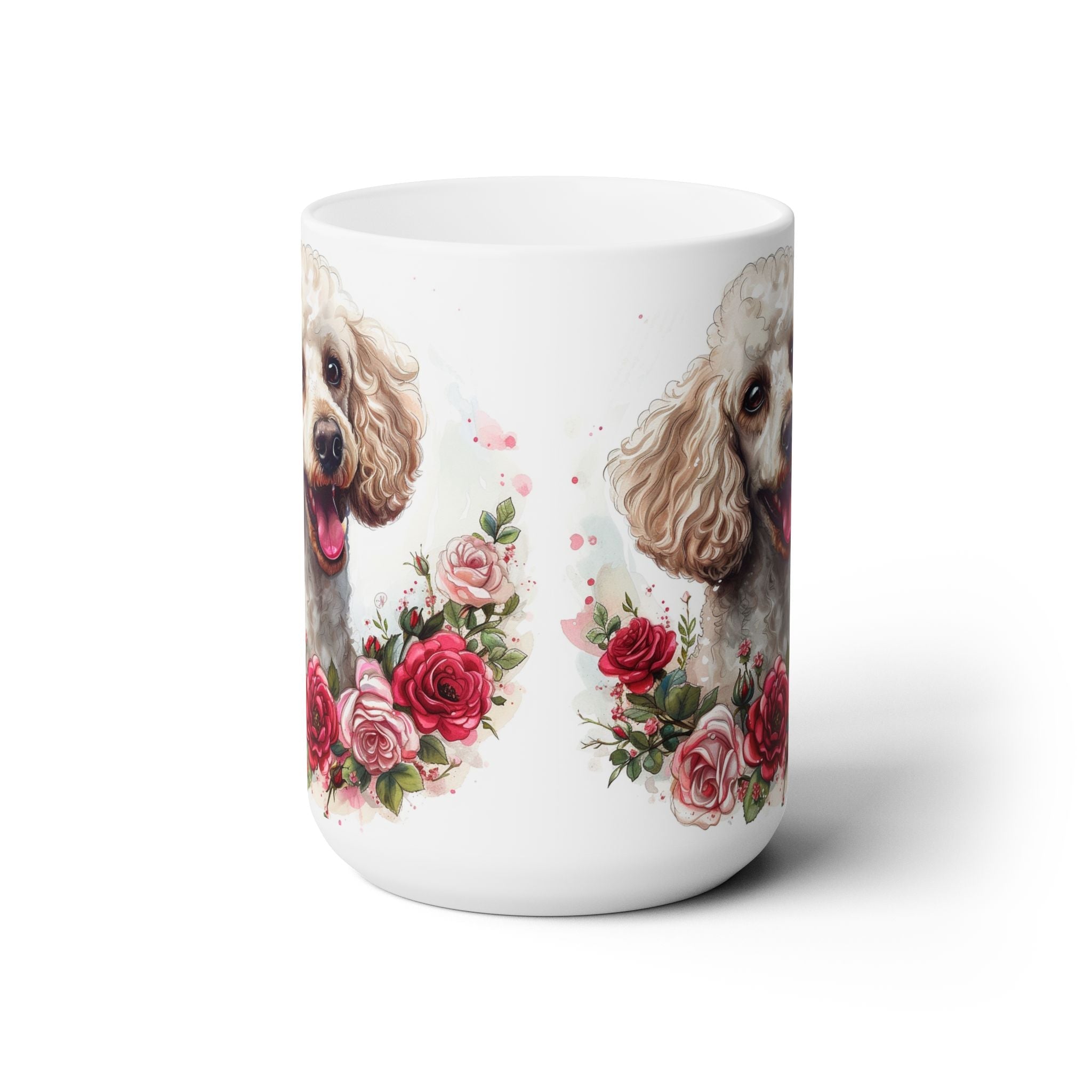 Elegant Poodle Mug – Floral Rose Design for Dog Lovers