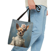 Elegant Chihuahua Canvas Tote Bag, Victorian-Inspired, Perfect Gift