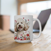 Poodle Love Valentine's Mug - Floral Dog Mom Coffee Cup Gift