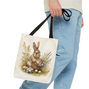 Easter Bunny Tote Bag with Floral Spring Design, Eco-Friendly Shopping Bag