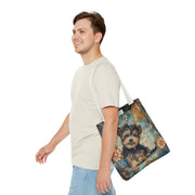 Yorkipoo Floral Charm Tote Bag, Artistic Eco-Friendly Dog Lover Gift