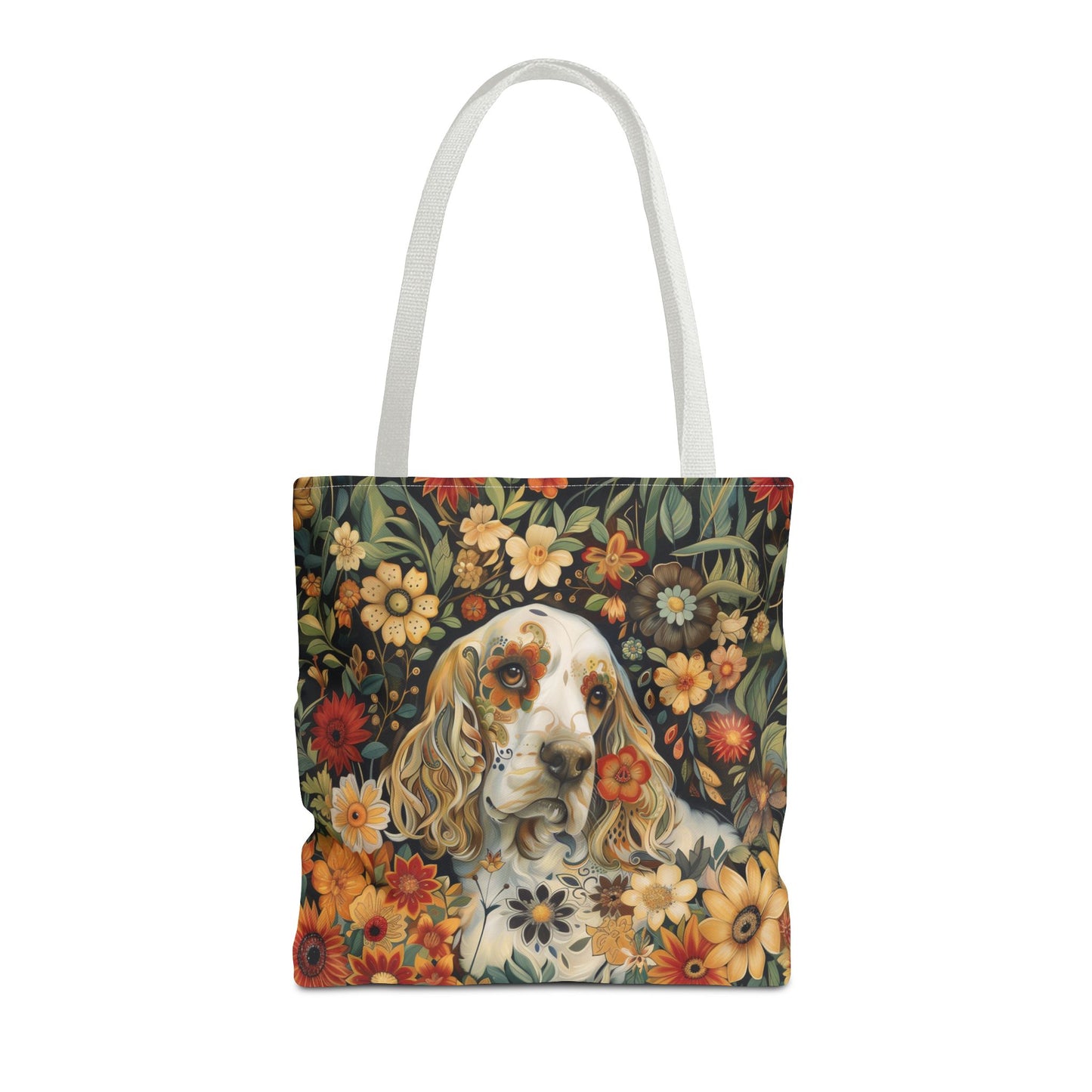 Floral Cocker Spaniel Canvas Tote Bag, Perfect for Dog Lovers