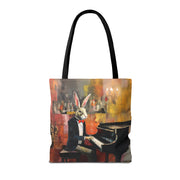 Easter Maestro Rabbit Tote Bag - Artistic Canvas Bag for Music Lovers