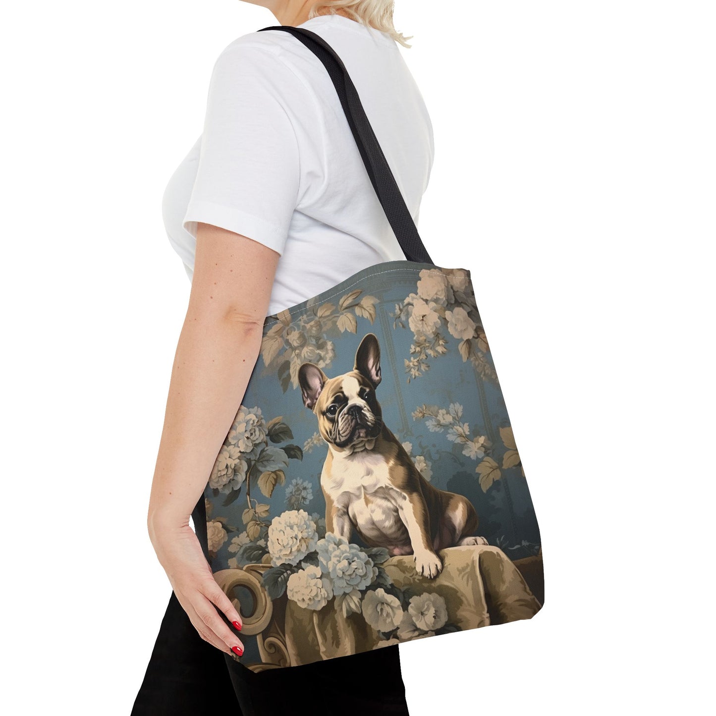 French Bulldog Floral Elegance Canvas Tote Bag, Stylish Gift for Dog Lovers