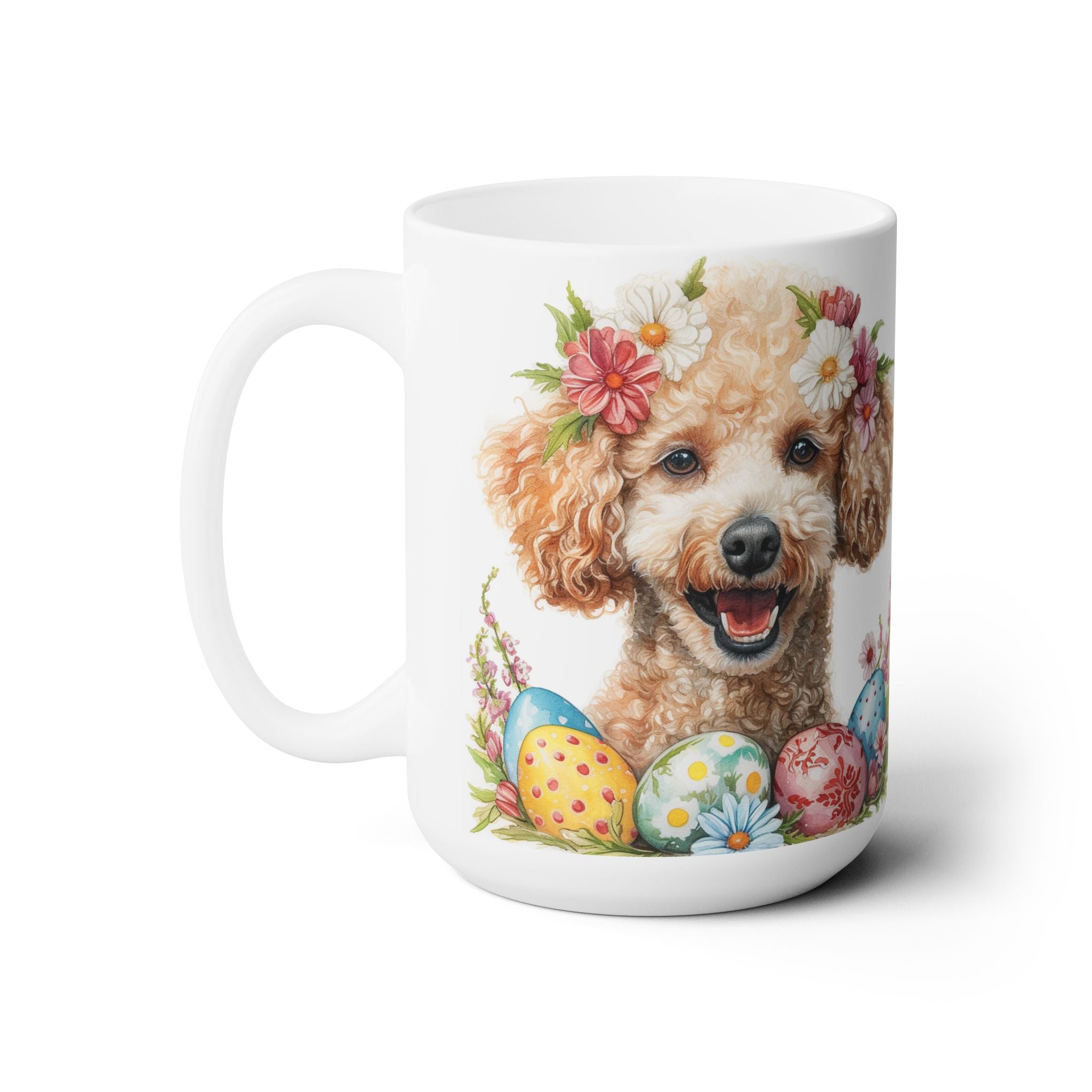 Poodle Easter Celebration Mug – Floral & Egg Design for Dog Lovers