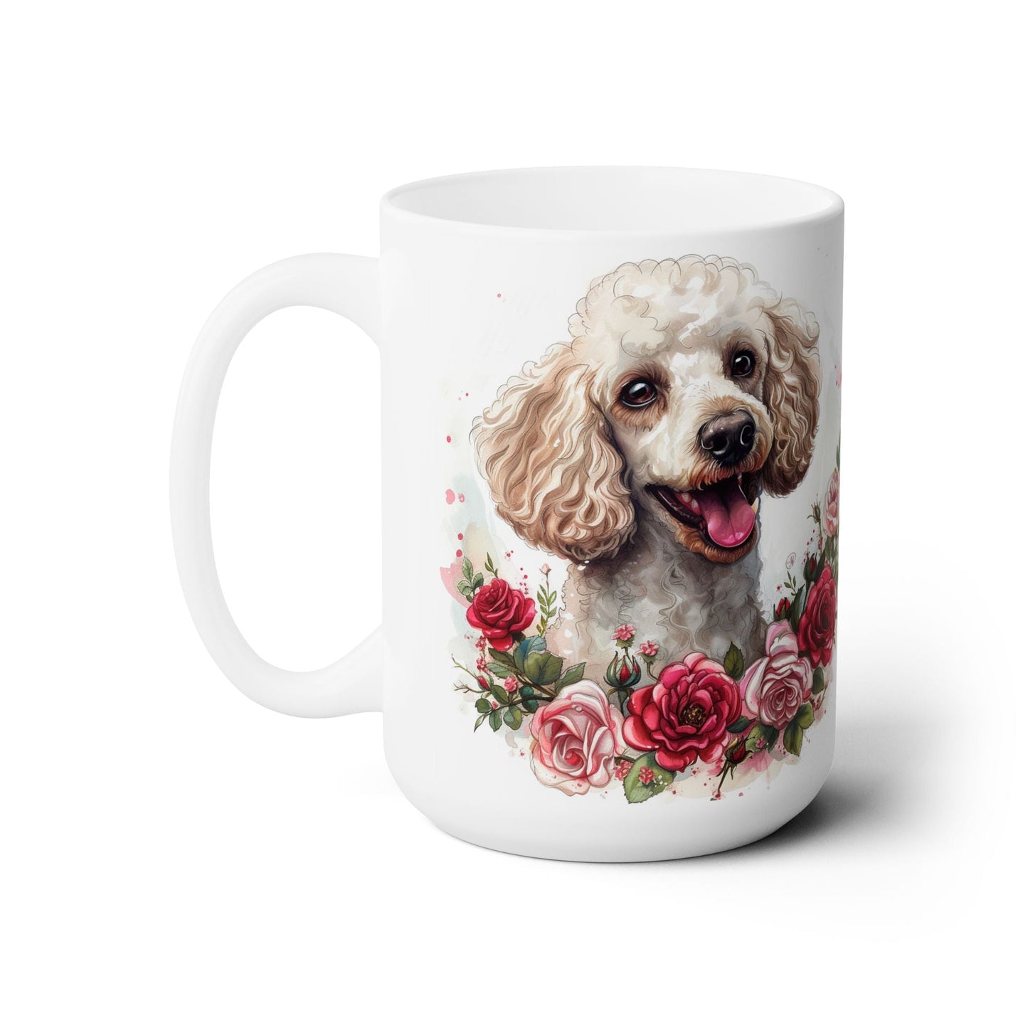 Elegant Poodle Mug – Floral Rose Design for Dog Lovers