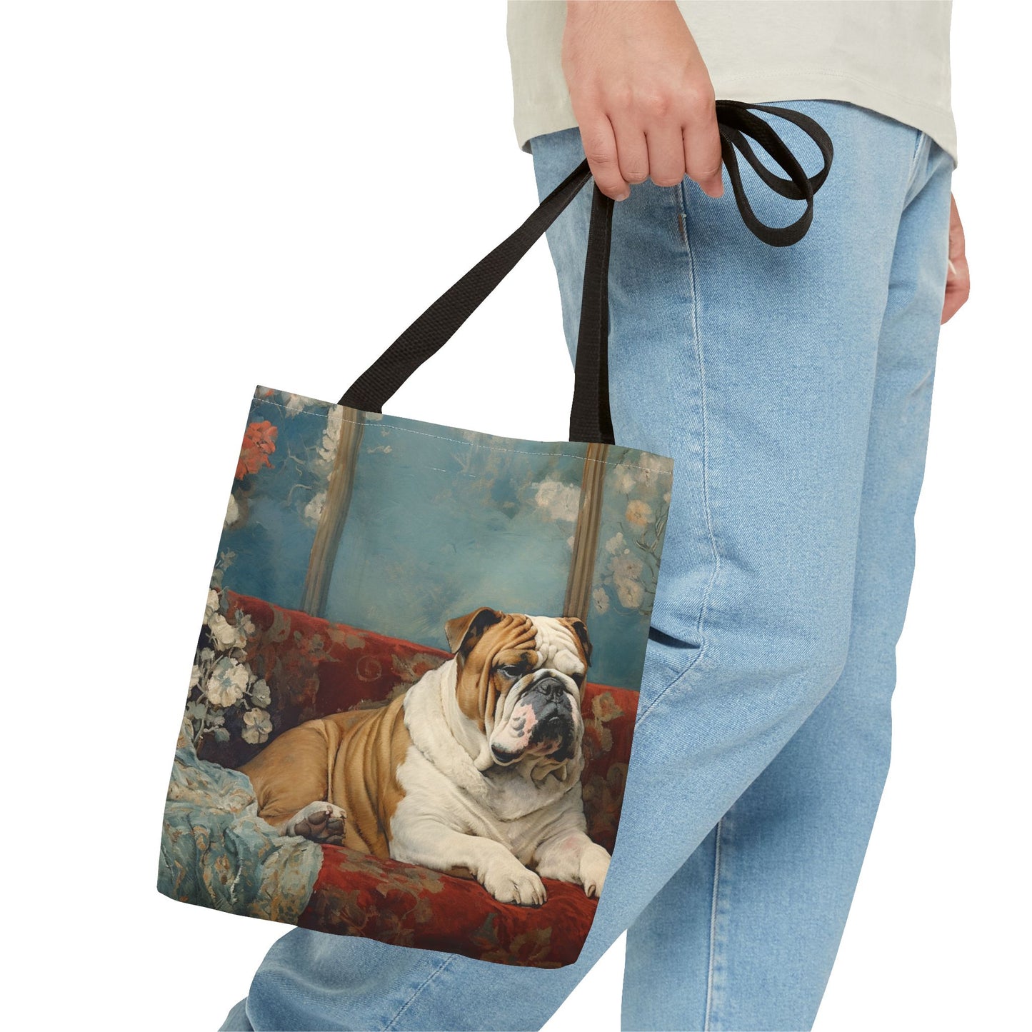 Refined Bulldog Art Canvas Tote Bag - Stylish and Eco-Friendly Gift