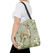 Fawn Meadow Floral Tote Bag, Eco-Friendly Nature Lover Gift