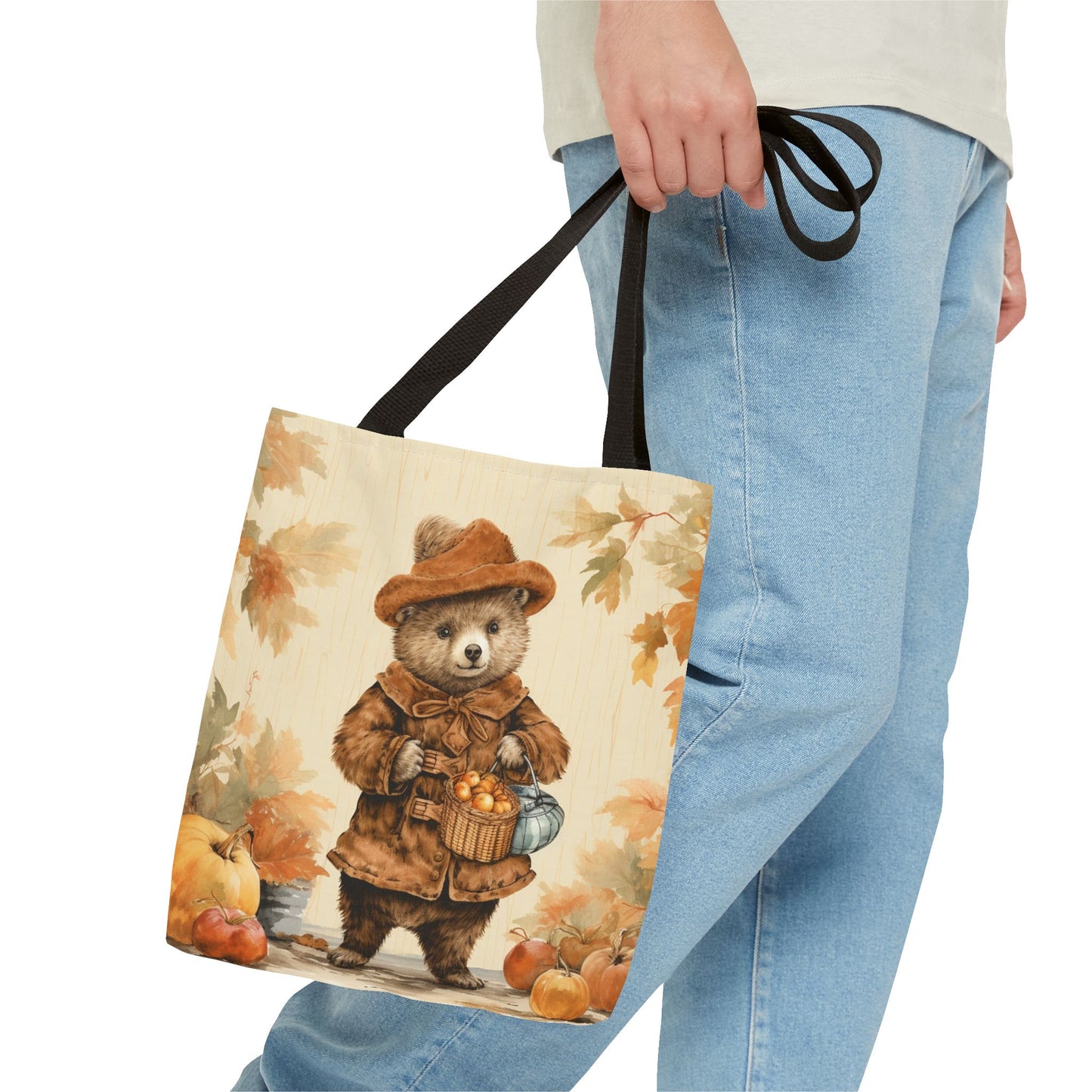 Autumn Harvest Bear Tote with Cozy Fall Vibes, Perfect Gift for Nature Lovers