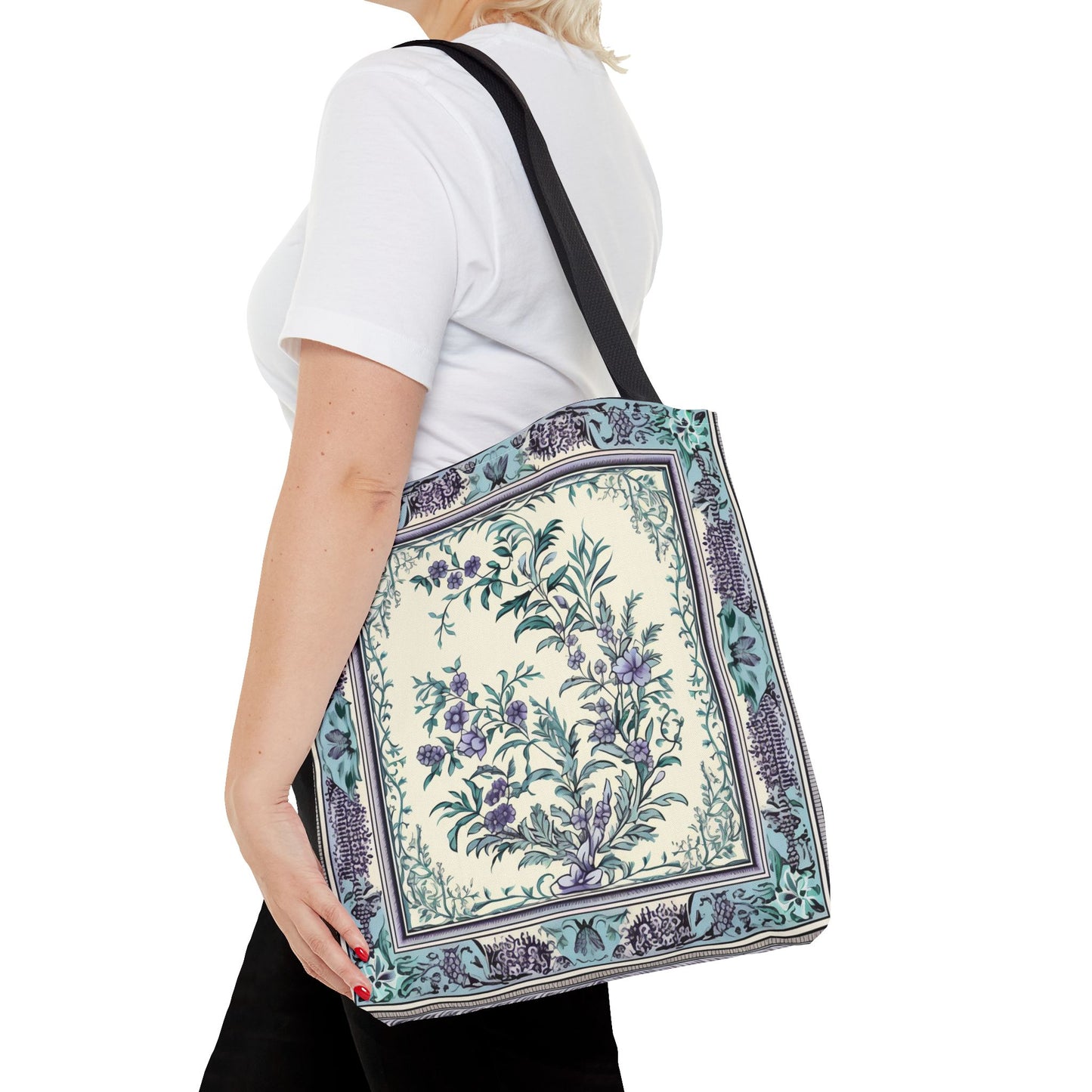 Elegant Botanical Canvas Tote Bag – Eco-Friendly Floral Shopping Bag