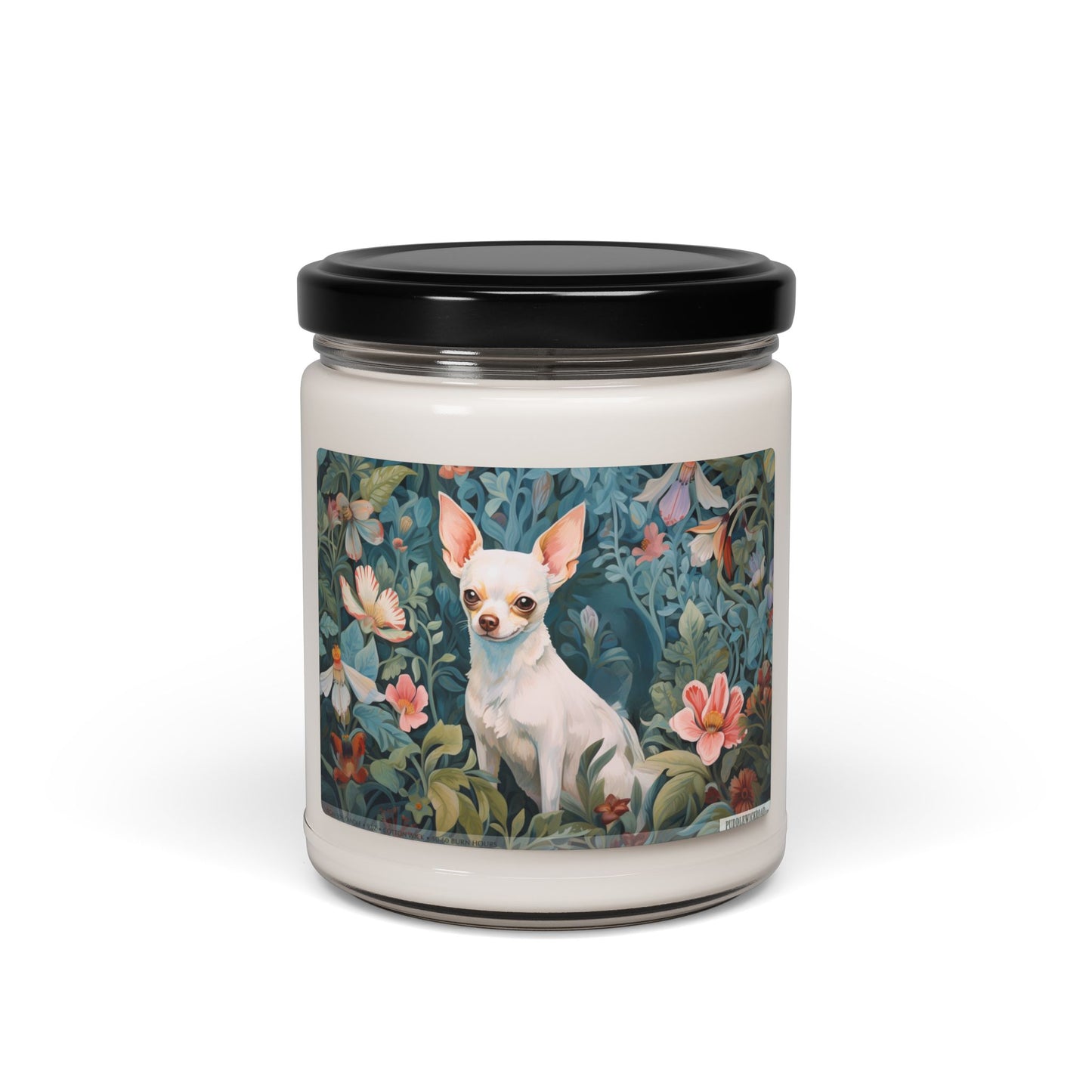 Charming Chihuahua Candle – Floral Art Dog Lover Gift