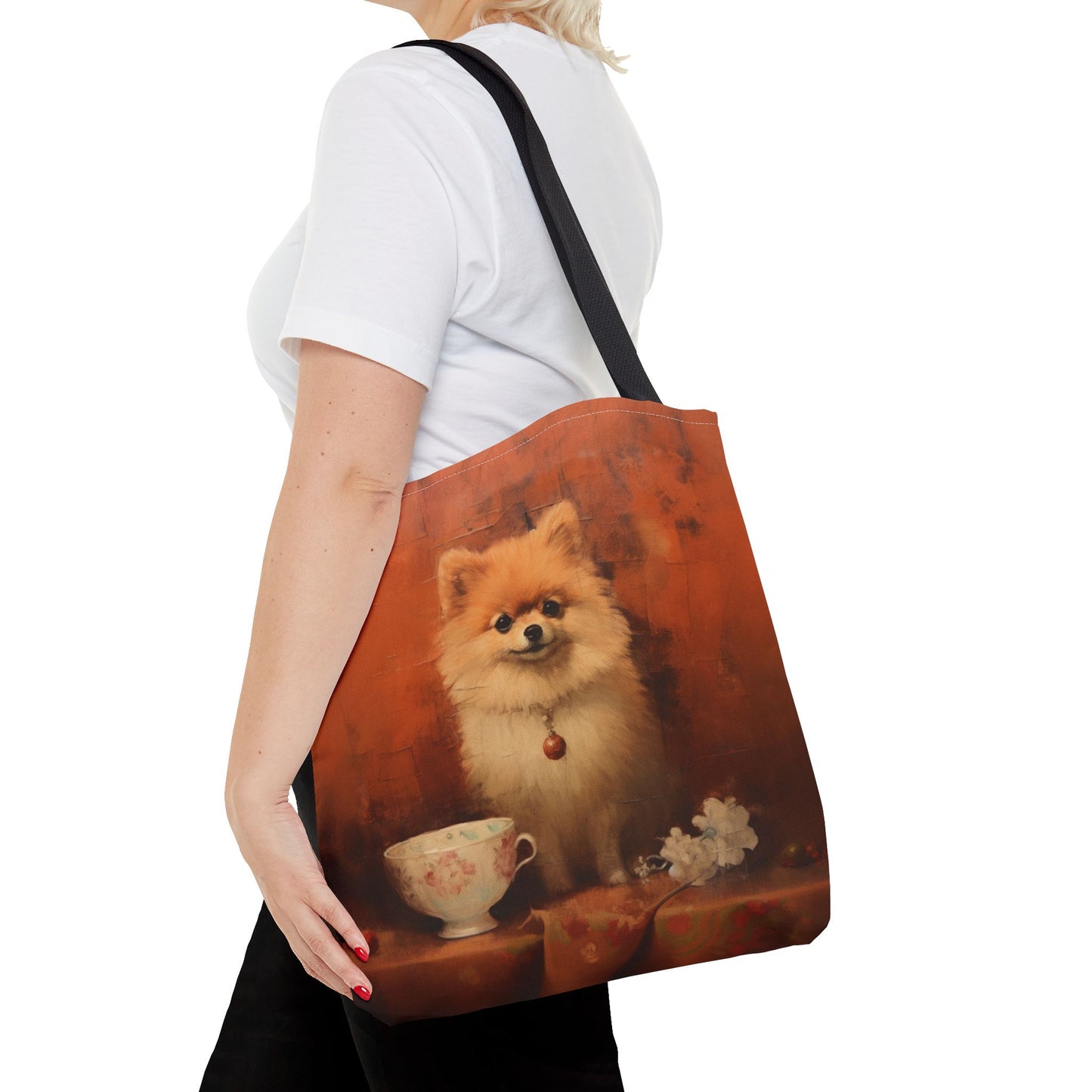 Pomeranian Elegance Tote Bag, Eco-Friendly Canvas with Artistic Charm