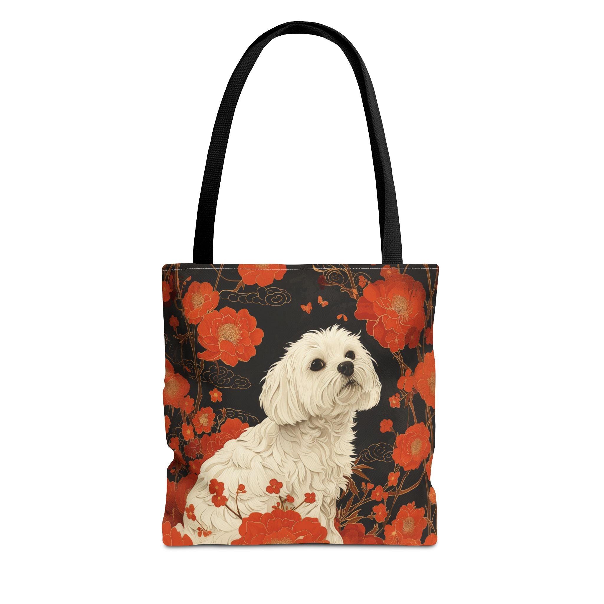 Maltese Charm Tote Bag, Floral Art Design for Dog Lovers