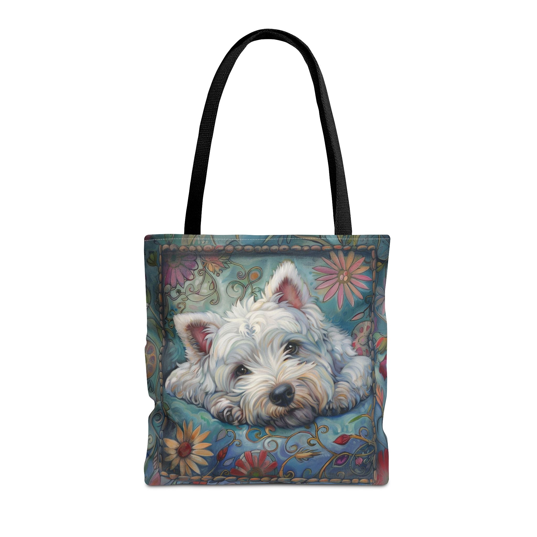 Whimsical Westie Floral Tote Bag – Perfect for Dog Lovers