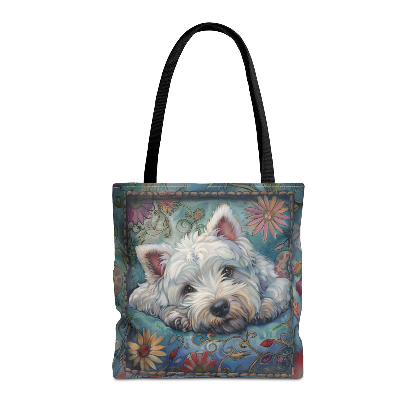 Whimsical Westie Floral Tote Bag – Perfect for Dog Lovers