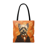 Yorkie Dapper Dog Tote Bag - Stylish Orange Canvas for Pet Lovers