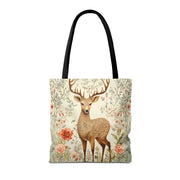 Deer Meadow Floral Tote Bag, Eco-Friendly Shopping and Book Bag