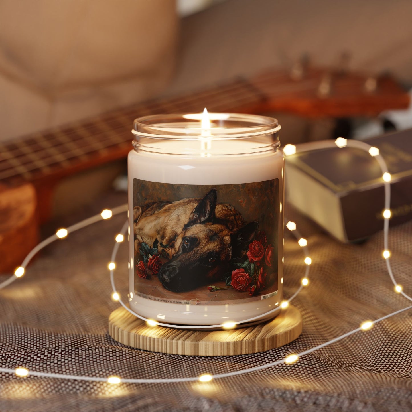 Belgian Malinois Tribute Candle with Vintage Floral Design